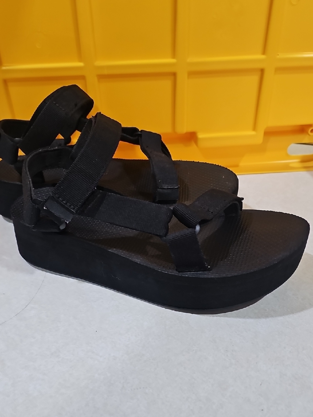Teva Black Women's Platform Sandals with Adjustable Straps (C)